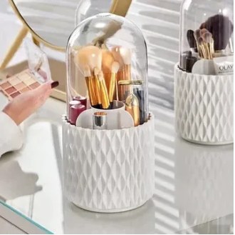 360° Rotating Makeup Organizer  Brush Storage Box for Cosmetic Brushes