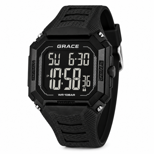 GRACE Men’s Digital Sports Watch – 5BAR Waterproof, LED Display