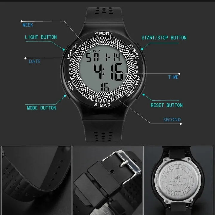 AquaForce NightWatch Pro – Waterproof Digital Watch with Alarm & Night Mode